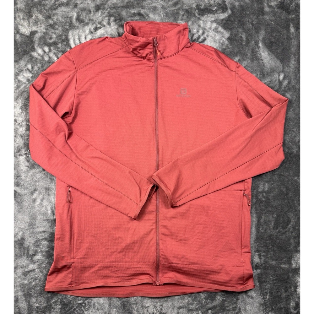 Salomon Men's XXL Full Zip Performance Jacket Dusty Red Lightweight Outdoor